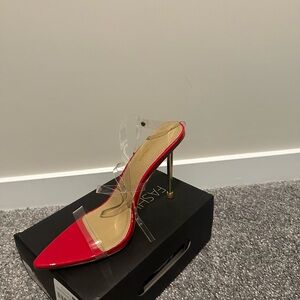 Fashion Nova Red and Clear Heels